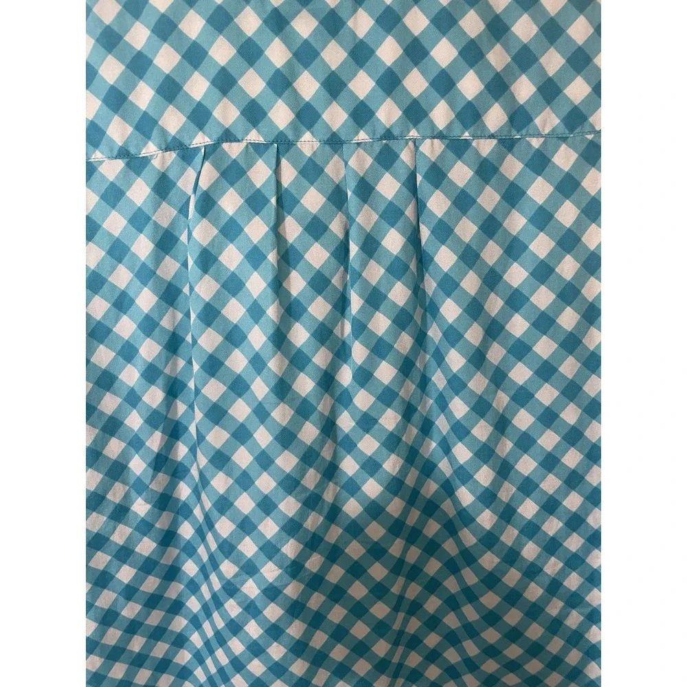 Kate Spade Size 8 Fey‎ Top Blue Silk Blend Gingham Golf Polo Tennis Preppy NEW